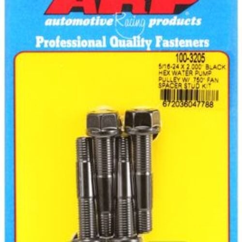 ARP 5/16-24 X 2.000 Black Hex Water Pump Pulley W/ .750in Fan Spacer Stud Kit