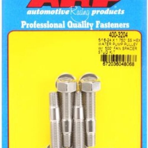 ARP 5/16-24 X 1.750 SS Hex Water Pump Pulley W/ .500in Fan Spacer Stud Kit