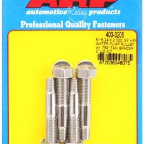 ARP 5/16-24 X 2.000 SS Hex Water Pump Pulley W/ .750in Fan Spacer Stud Kit