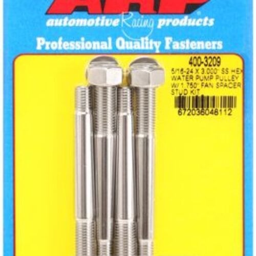 ARP 5/16-24 X 3.000 SS Hex Water Pump Pulley W/ 1.750in Fan Spacer Stud Kit