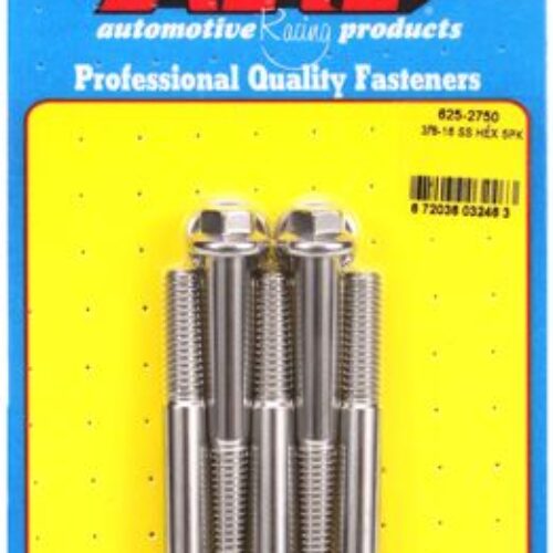 “3/8″”-16 X 2.750 Hex 7/16 Wrenching SS Bolts” (5pcs)