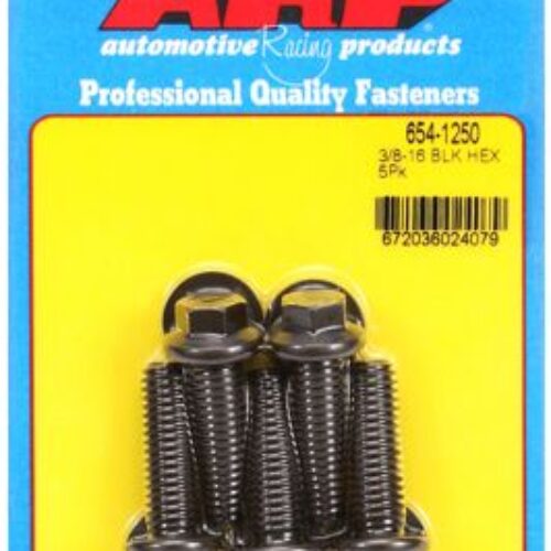 ARP 3/8in – 16 X 1.250 Hex 7/16 Wrenching Black Oxide Bolts (5/Pkg)