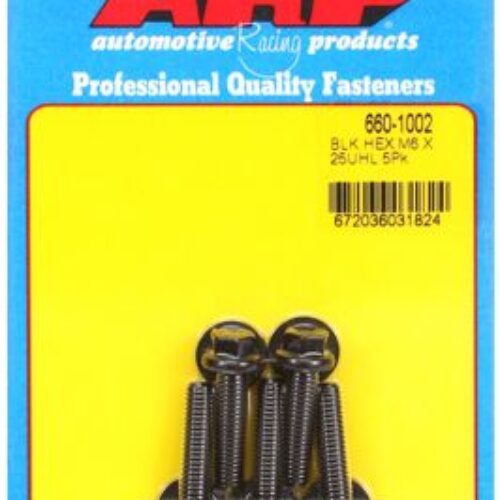 ARP M6 X 1.00 X 25 Black Oxide Hex Bolts (5/Pkg)