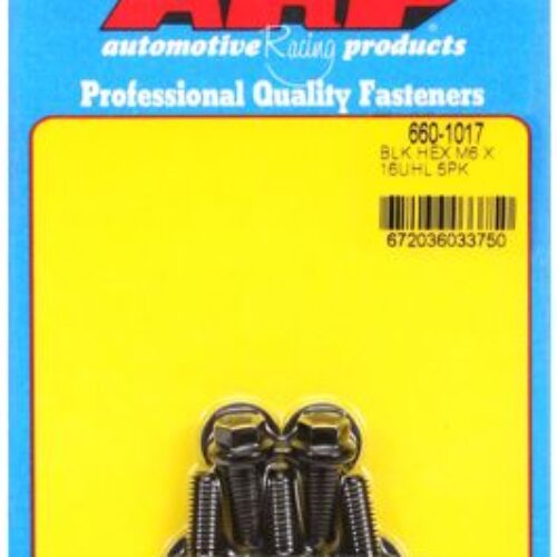ARP M6 X 1.00 X 16 Black Oxide Hex Bolts (5/Pkg)