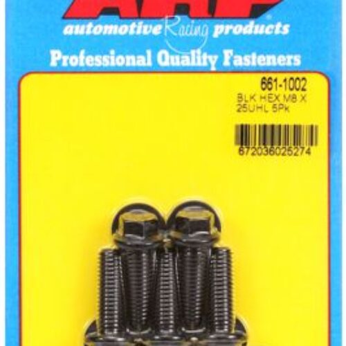 ARP M8 X 1.25 X 25 Black Oxide Hex Bolts (5/Pkg)