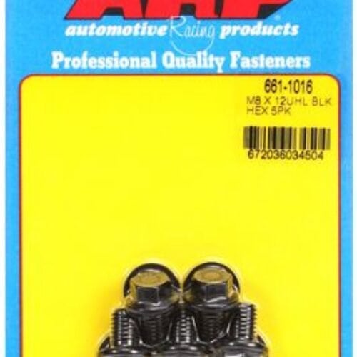 ARP M8 X 1.25 X 12 Hex Black Oxide Bolts (5/Pkg)