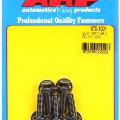 ARP M6 X 1.00 X 20 12pt Black Oxide Bolts (5/Pkg)
