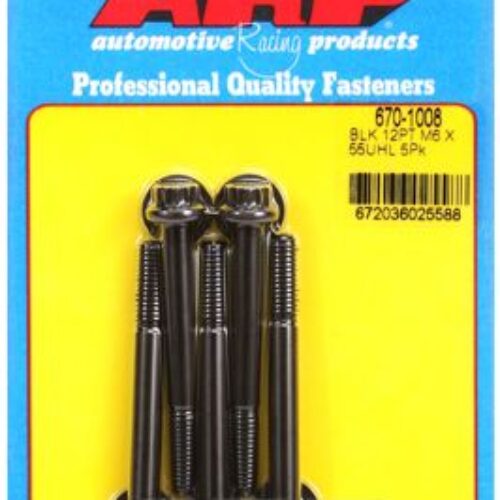 ARP M6 X 1.00 X 55 Black Oxide 12pt Bolts (5/Pkg)
