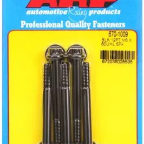 ARP M6 X 1.00 X 60 12pt Black Oxide Bolts – 5pk
