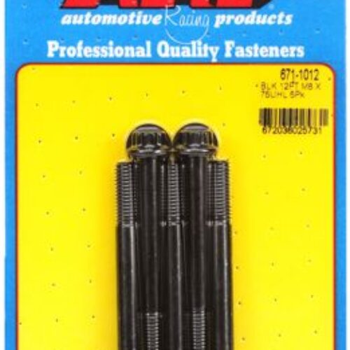 M8 X 1.25 X 75 12pt Black Oxide Bolts (5pcs)