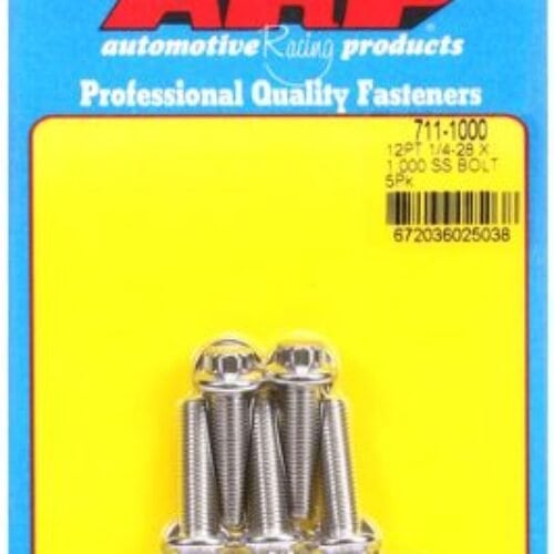 ARP 1/4in-28 X 1.000 12pt SS Bolts (5/Pkg)
