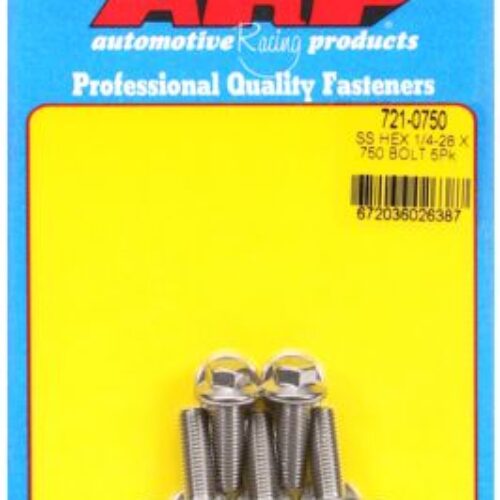 “1/4″”-28 X .750 Hex SS Bolts” (5pcs)