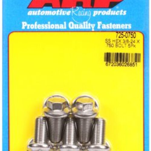 “3/8″”-24 X .750 Hex 7/16 Wrenching SS Bolts” (5pcs)