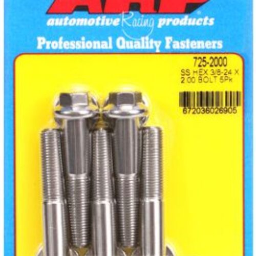 “3/8″”-24 X 2.000 Hex 7/16 Wrenching SS Bolts” (5pcs)