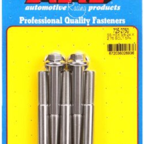 “3/8″”-24 X 2.750 Hex 7/16 Wrenching SS Bolts” (5pcs)