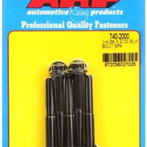 “1/4″”-28 X 2.000 12pt Black Oxide Bolts” (5pcs)