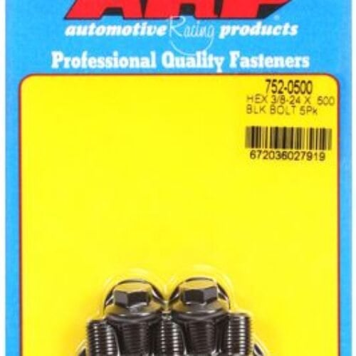 ARP 3/8 Inch -24 X .500 Black Hex Oxide Bolts (5/Pkg)