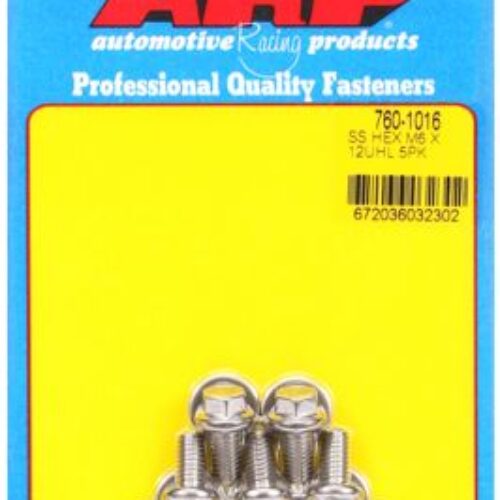 ARP M6 X 1.00 X 12 Hex Stainless Steel Bolts (set Of 5)