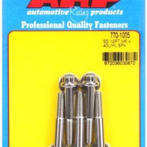 ARP M6 X 1.00 X 40 SS 12pt Bolts (5/Pkg)