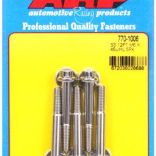 ARP M6 X 1.00 X 45 12pt SS Bolts (5/Pkg)