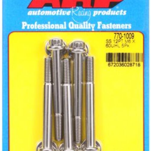 ARP M6 X 1.00 X 60 12pt Stainless Steel Bolts – 5pk