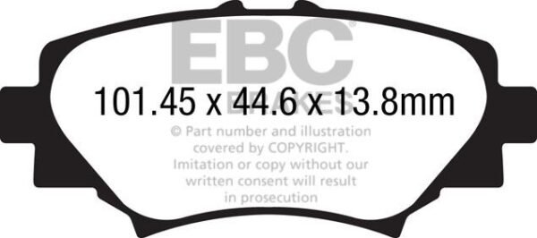 DP42186R - EBC Yellowstuff Brake Pads; Rear - Image 3