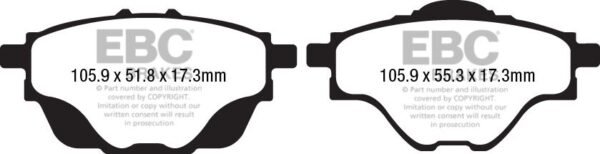 DP42197R - EBC Yellowstuff Brake Pads; Rear - Image 3
