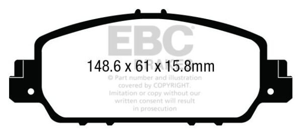 DP43014R - EBC Yellowstuff Brake Pads; Front - Image 3