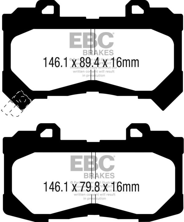 DP43044R - EBC Yellowstuff Brake Pads; Front - Image 3