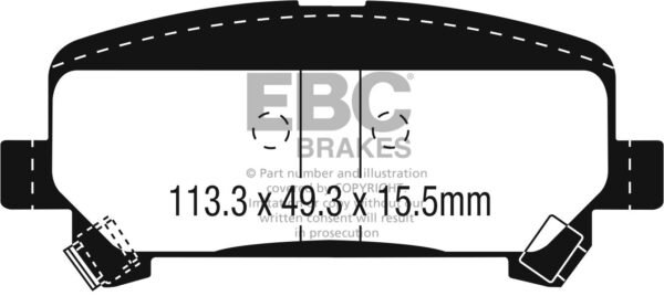 DP43045R - EBC Yellowstuff Brake Pads; Rear - Image 3
