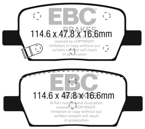 DP43064R - EBC Yellowstuff Brake Pads; Rear - Image 3