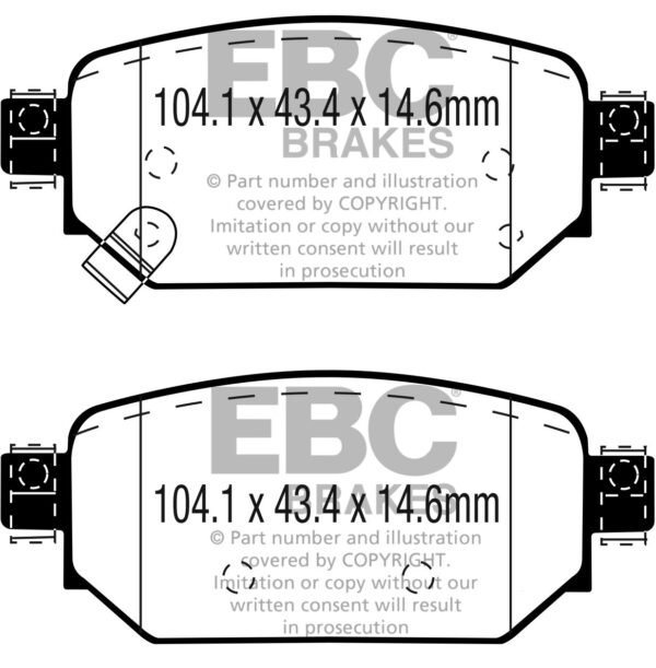 DP43081R - EBC Yellowstuff Brake Pads; Rear - Image 3