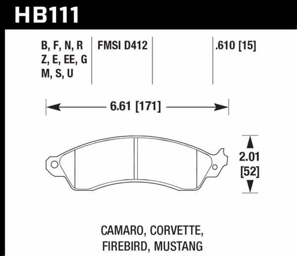 HB111N.610 - Hawk HP Plus Brake Pads; Front - Image 3