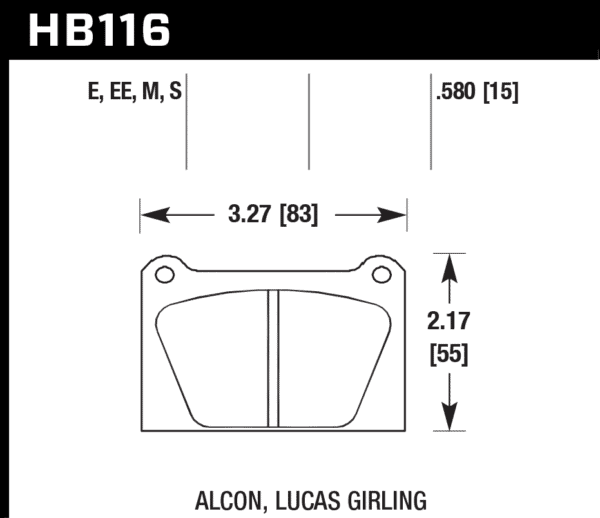 HB116E.580 - Hawk Blue 9012 Brake Pads; - Image 3