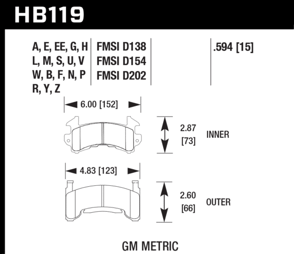 HB119F.594 - Hawk HPS Brake Pads; Front - Image 3