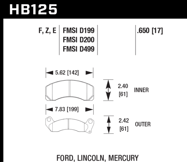 HB125F.650 - Hawk HPS Brake Pads; Front - Image 3
