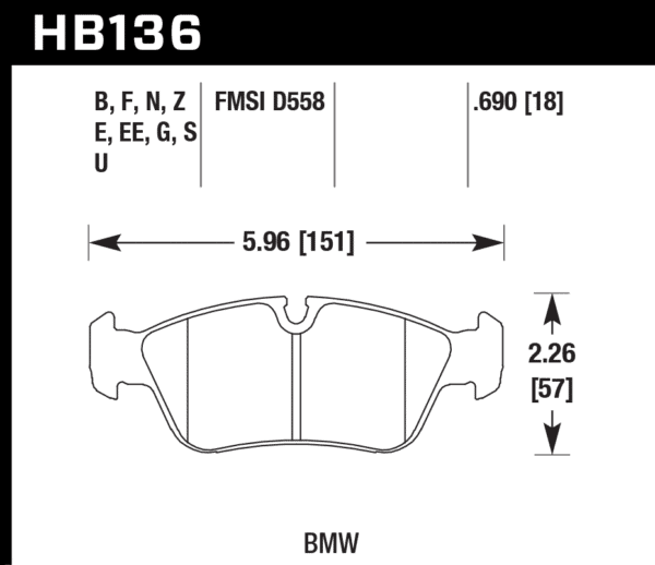 HB136Z.690 - Hawk PC Brake Pads; Front - Image 3