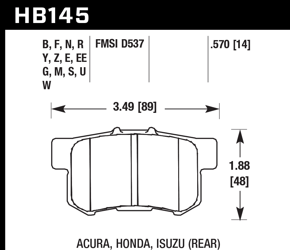 HB145F.570 - Hawk HPS Brake Pads; Rear - Image 3