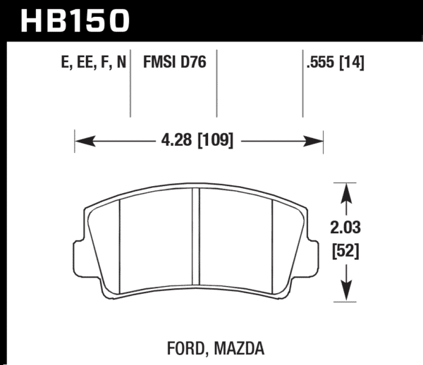 HB150F.555 - Hawk HPS Brake Pads; Front - Image 3