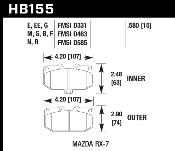 HB155W.580 - Hawk DTC-30 Brake Pads; Rear - Image 3
