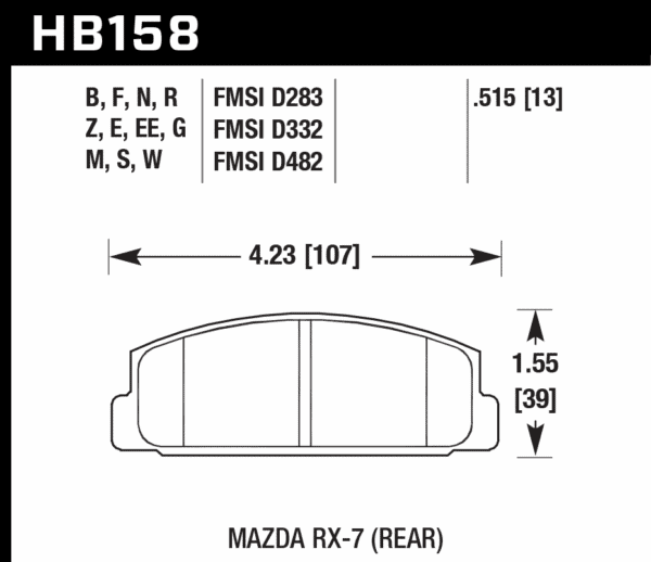 HB158E.515 - Hawk Blue 9012 Brake Pads; Rear - Image 3