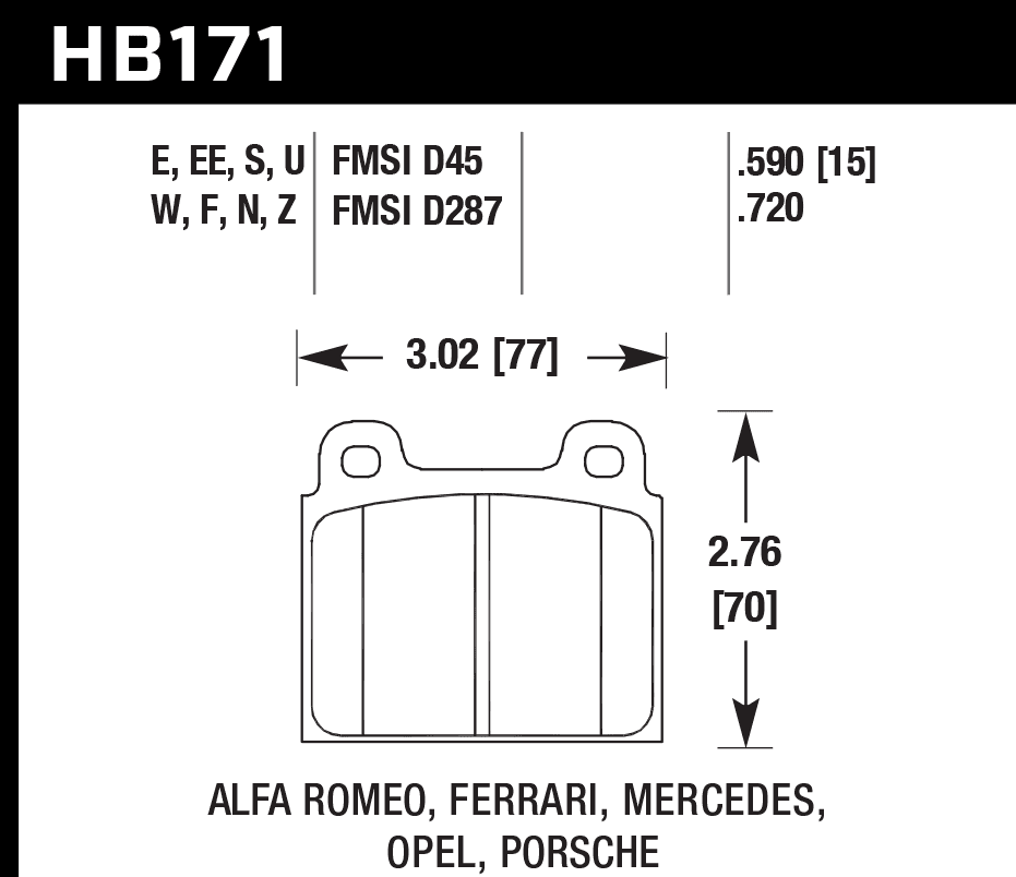 HB171E.590 - Hawk Blue 9012 Brake Pads; Front - Image 3