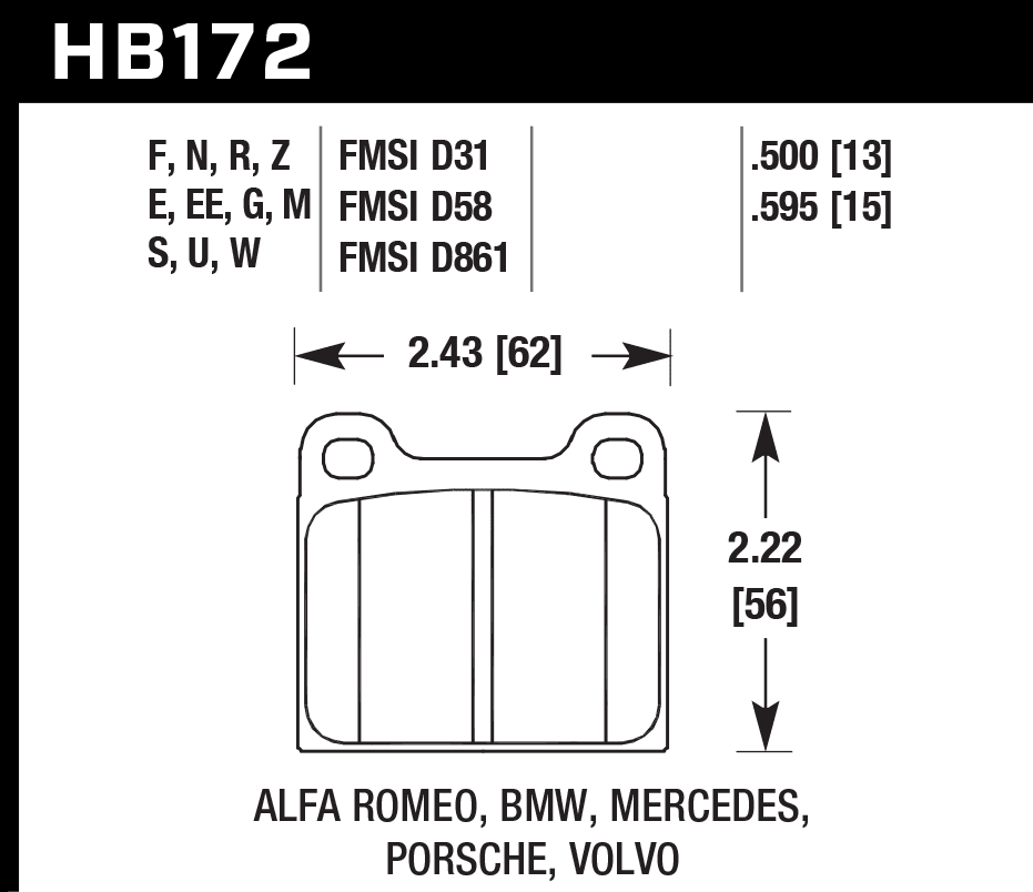 HB172F.595 - Hawk HPS Brake Pads; Front - Image 3