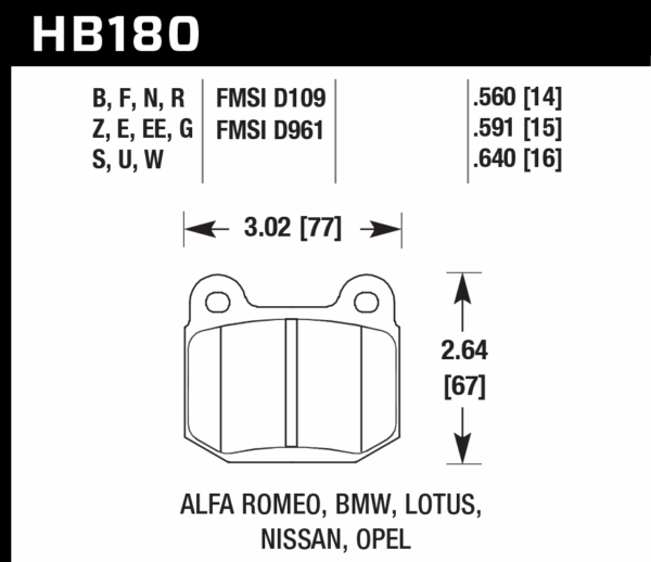 HB180E.560 - Hawk Blue 9012 Brake Pads; Rear - Image 3