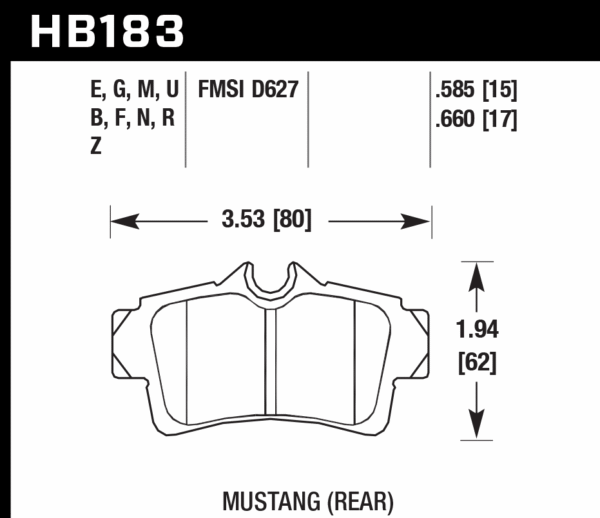 HB183B.585 - Hawk HPS 5.0 Brake Pads; Rear - Image 3