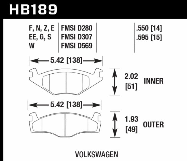 HB189E.595 - Hawk Blue 9012 Brake Pads; Front - Image 3