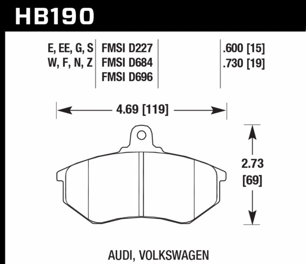 HB190N.600 - Hawk HP Plus Brake Pads; Front - Image 3