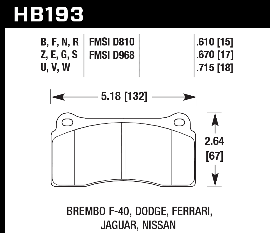 HB193D.610 - Hawk ER-1 Brake Pads; Rear - Image 3