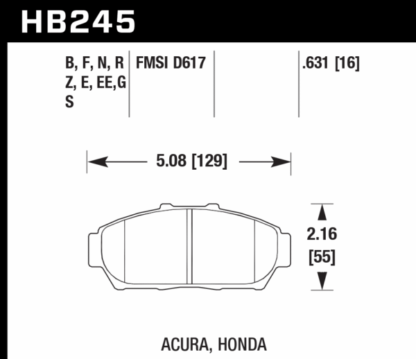 HB245G.631 - Hawk DTC-60 Brake Pads; Front - Image 3