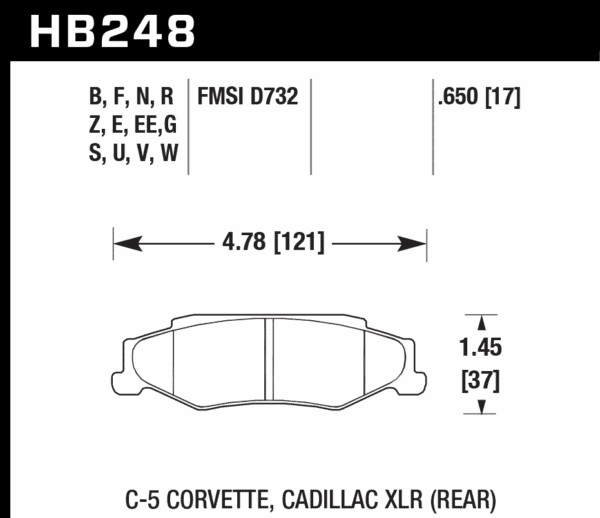 HB248F.650 - Hawk HPS Brake Pads; Rear - Image 3